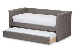 Baxton Studio Alena Modern and Contemporary Light Grey Fabric Daybed with Trundle