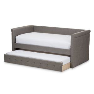 Baxton Studio Alena Modern and Contemporary Light Grey Fabric Daybed with Trundle