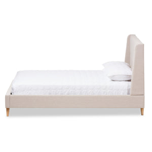 Baxton Studio Adelaide Retro Modern Light Beige Fabric Upholstered Queen Size Platform Bed