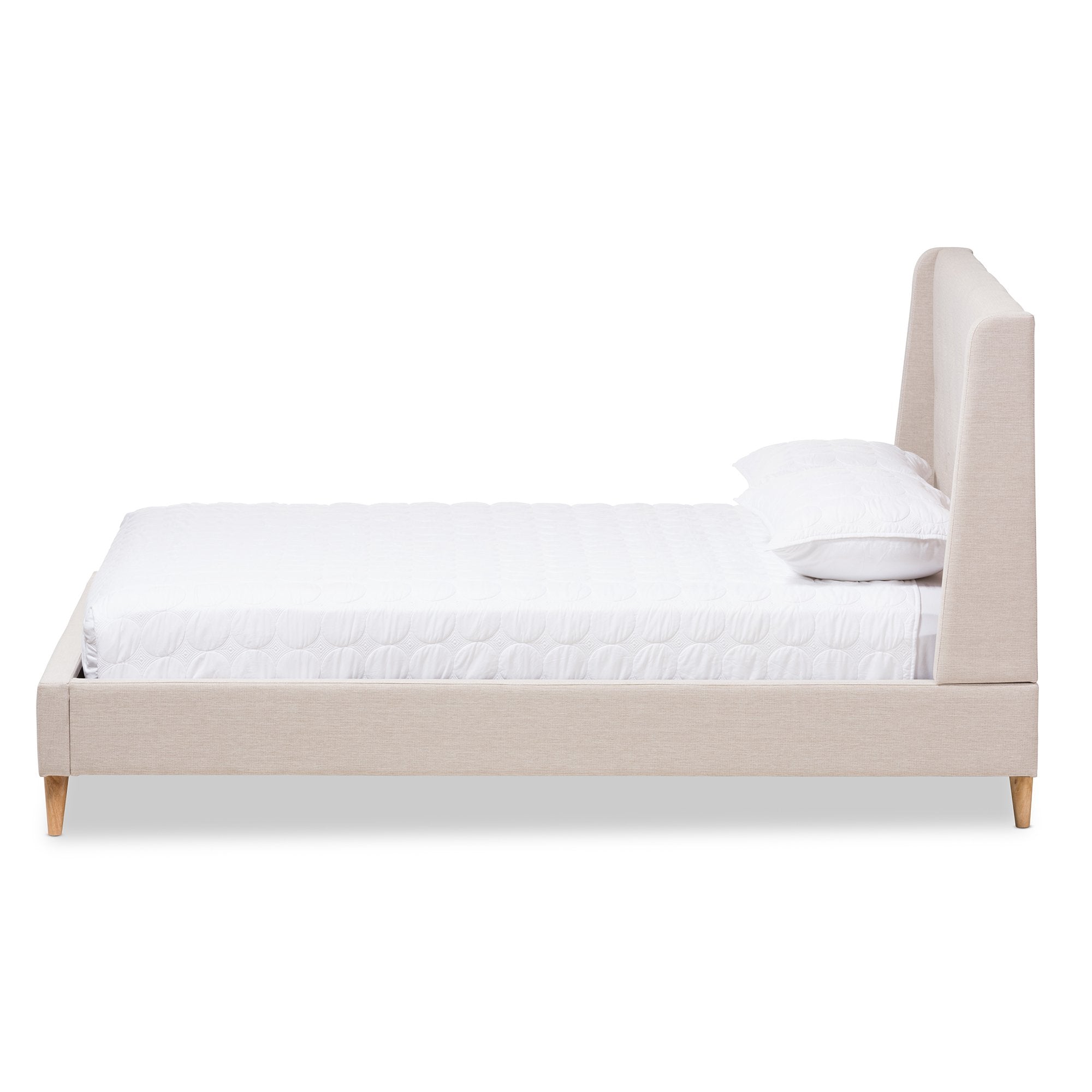 Baxton Studio Adelaide Retro Modern Light Beige Fabric Upholstered Full Size Platform Bed