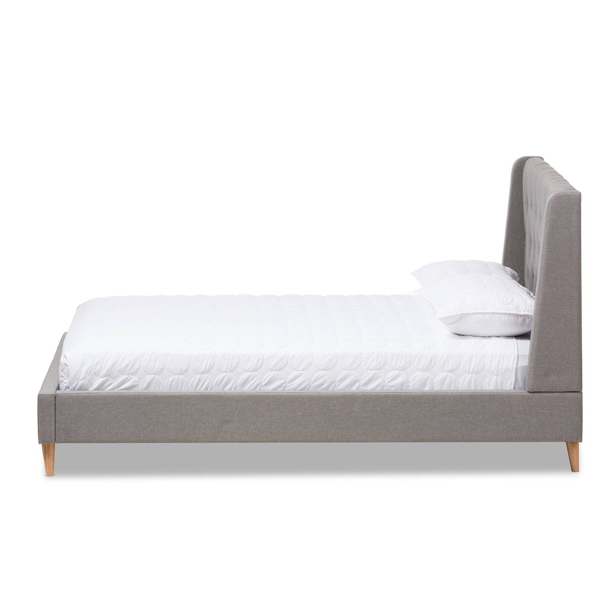 Baxton Studio Adelaide Retro Modern Light Grey Fabric Upholstered Full Size Platform Bed