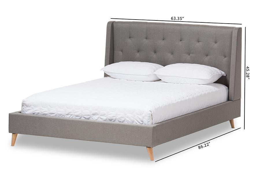 Baxton Studio Adelaide Retro Modern Light Grey Fabric Upholstered Full Size Platform Bed