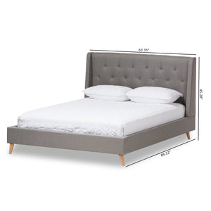 Baxton Studio Adelaide Retro Modern Light Grey Fabric Upholstered Full Size Platform Bed