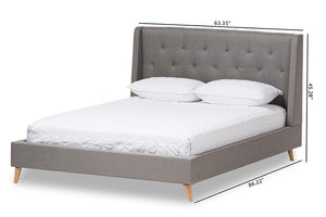 Baxton Studio Adelaide Retro Modern Light Grey Fabric Upholstered Full Size Platform Bed