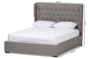 Baxton Studio Penelope Modern and Contemporary Light Grey Fabric Queen Size Gas-Lift Platform Bed