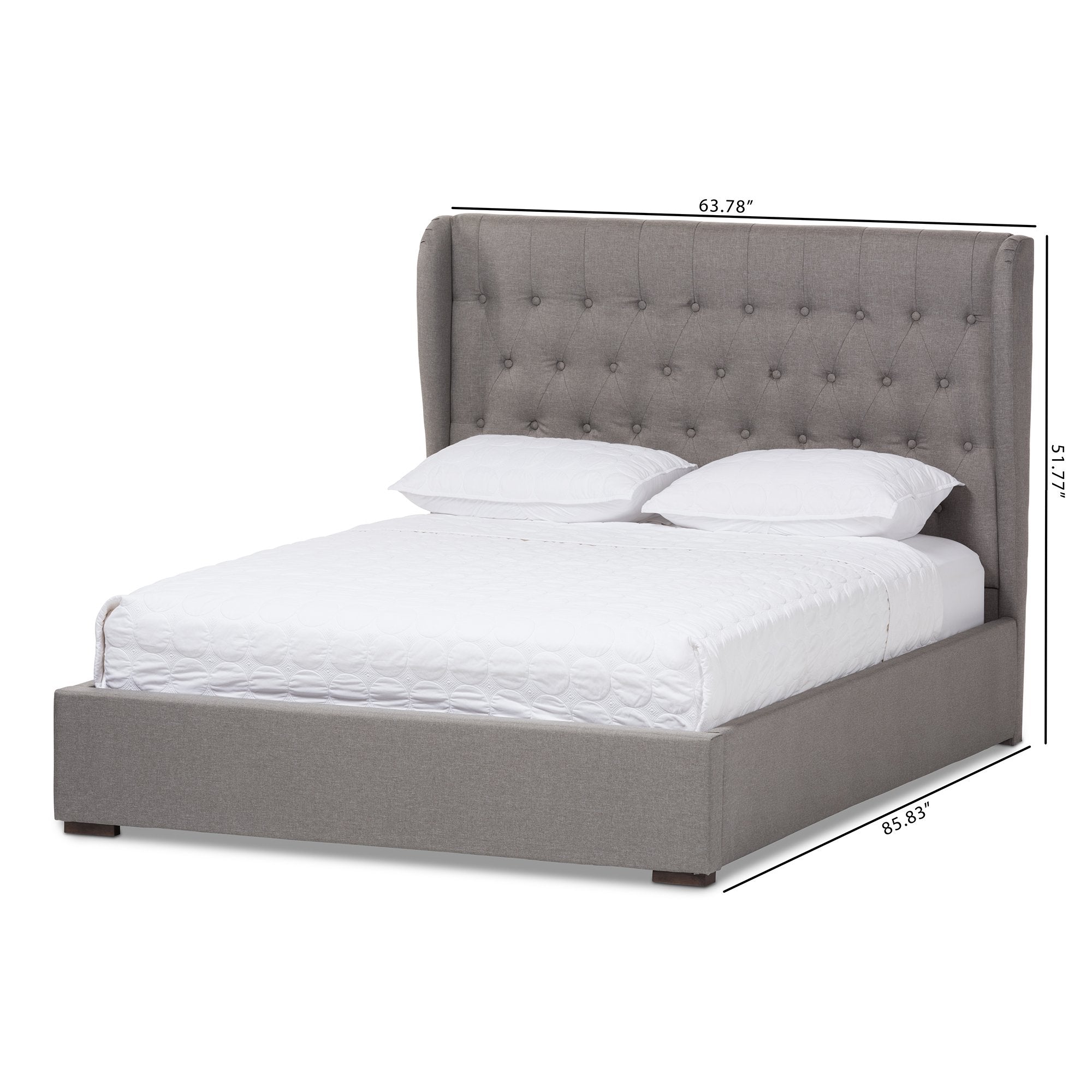 Baxton Studio Penelope Modern and Contemporary Light Grey Fabric Queen Size Gas-Lift Platform Bed