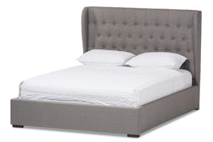 Baxton Studio Penelope Modern and Contemporary Light Grey Fabric Queen Size Gas-Lift Platform Bed