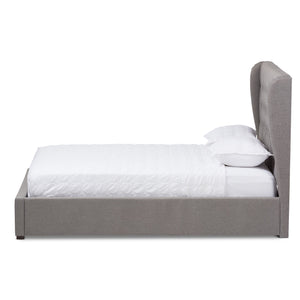 Baxton Studio Taylor Modern and Contemporary Light Grey Fabric Queen Size Gas-Lift Platform Bed