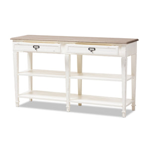 Baxton Studio Dauphine Provincial Style Weathered Oak and White Wash Distressed Finish Wood Console Table