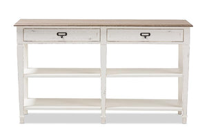 Baxton Studio Dauphine Provincial Style Weathered Oak and White Wash Distressed Finish Wood Console Table