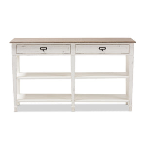 Baxton Studio Dauphine Provincial Style Weathered Oak and White Wash Distressed Finish Wood Console Table