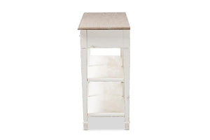 Baxton Studio Dauphine Provincial Style Weathered Oak and White Wash Distressed Finish Wood Console Table