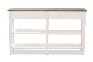 Baxton Studio Dauphine Provincial Style Weathered Oak and White Wash Distressed Finish Wood Console Table