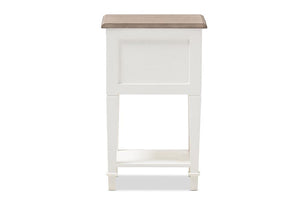 Baxton Studio Dauphine Provincial Style Weathered Oak and White Wash Distressed Finish Wood Nightstand