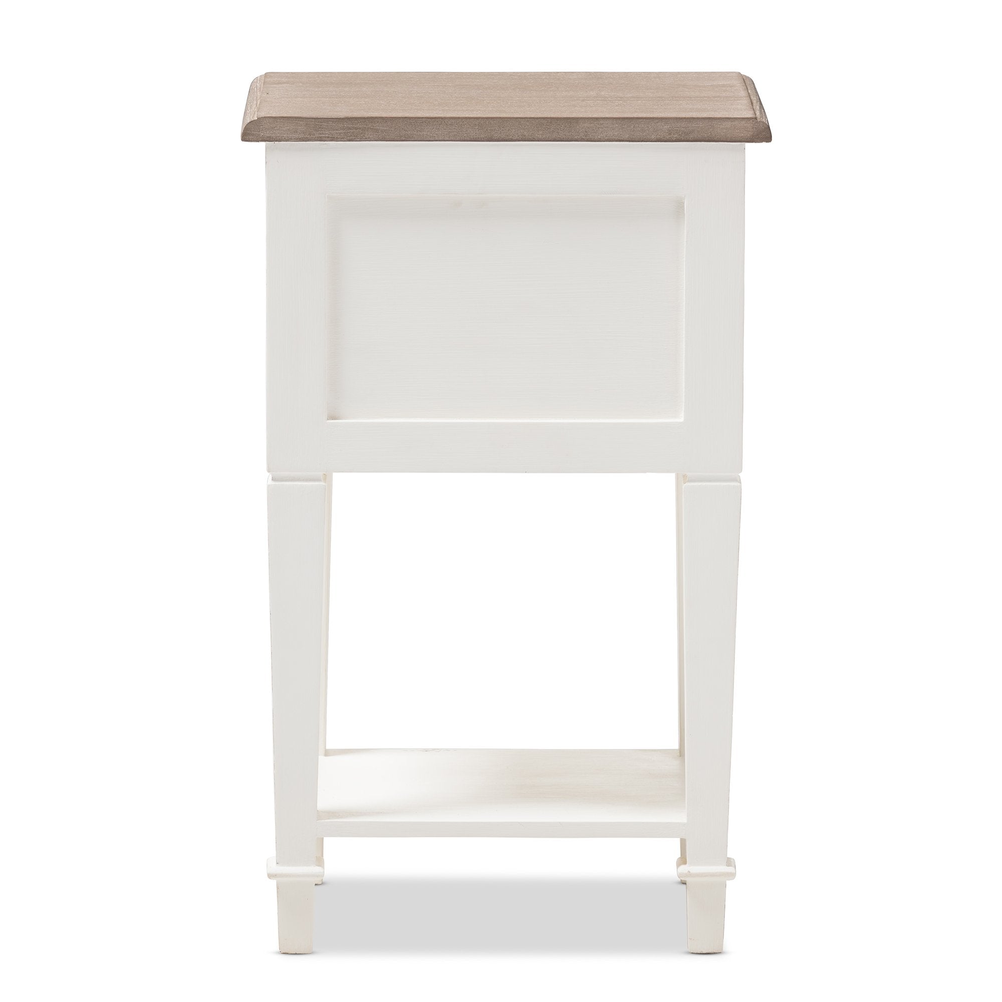 Baxton Studio Dauphine Provincial Style Weathered Oak and White Wash Distressed Finish Wood Nightstand