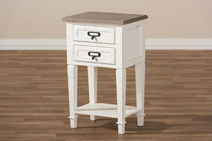 Baxton Studio Dauphine Provincial Style Weathered Oak and White Wash Distressed Finish Wood Nightstand