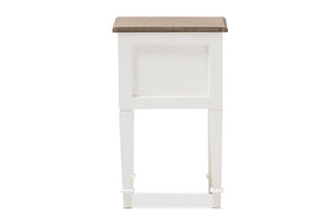 Baxton Studio Dauphine Provincial Style Weathered Oak and White Wash Distressed Finish Wood Nightstand