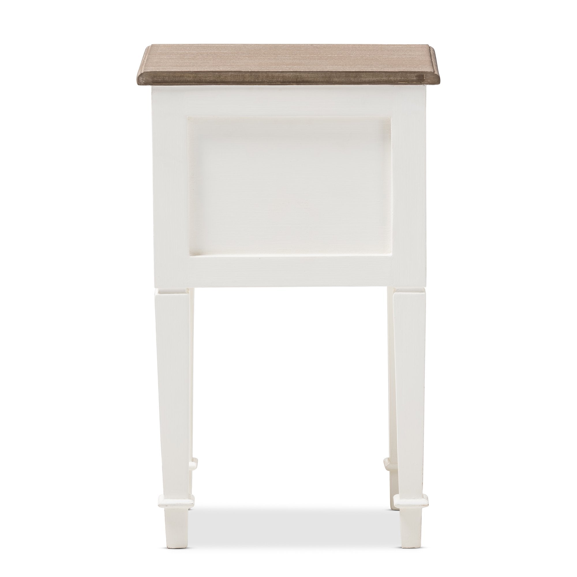 Baxton Studio Dauphine Provincial Style Weathered Oak and White Wash Distressed Finish Wood Nightstand