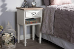 Baxton Studio Dauphine Provincial Style Weathered Oak and White Wash Distressed Finish Wood Nightstand