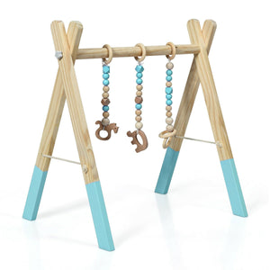 3 Wooden Baby Teething Toys Hanging Bar