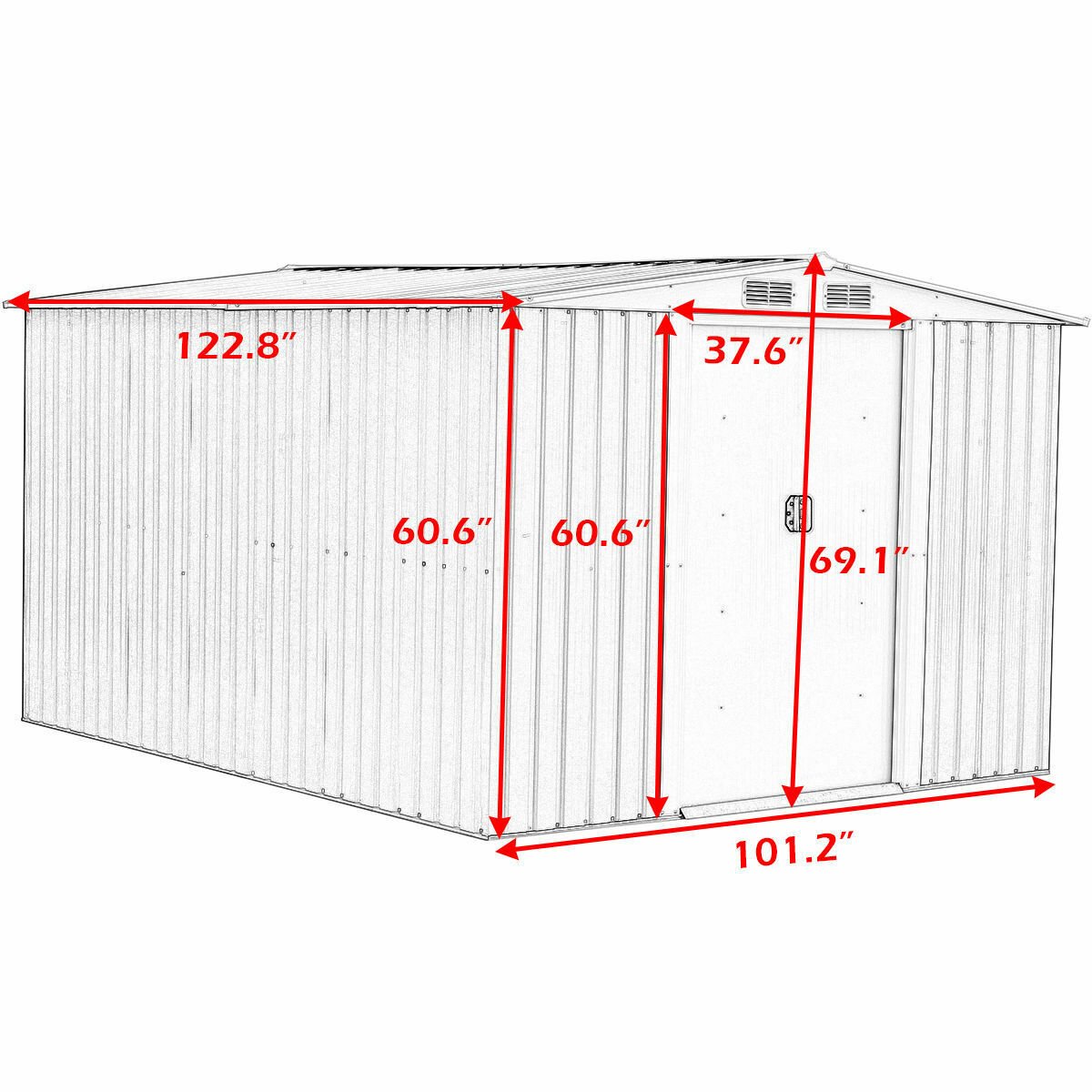 Galvanized Steel Garden Storage Shed Tool House