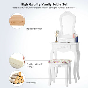 Compact Vanity Makeup Dressing Table Stool Set