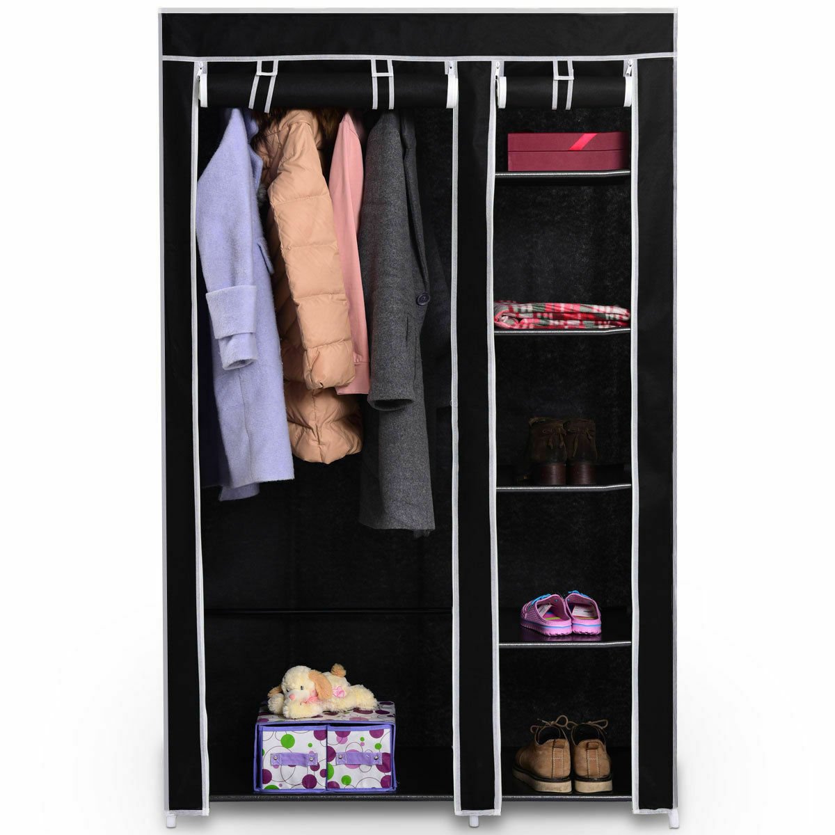 69" Portable Closet Storage Organizer Clothes Wardrobe