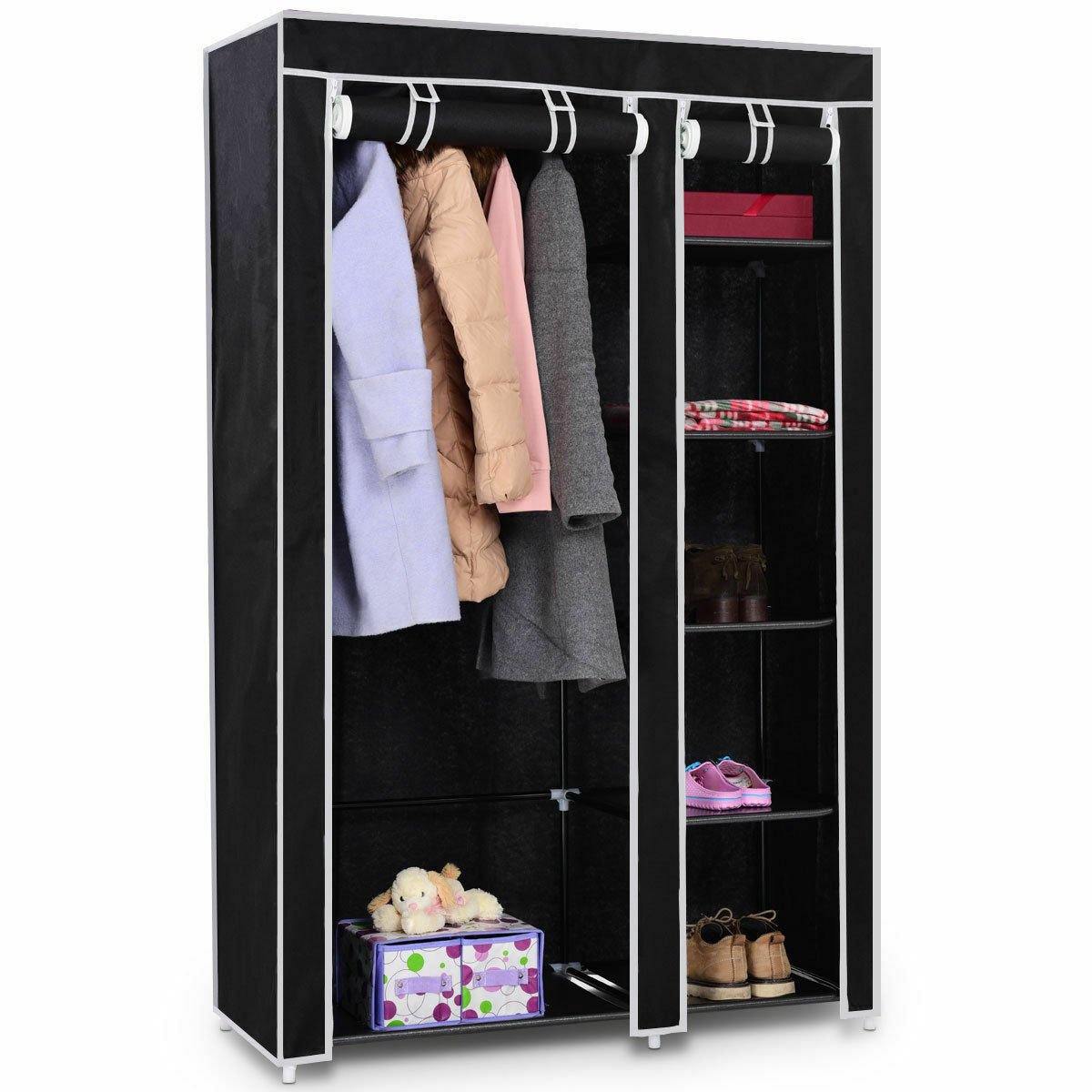 69" Portable Closet Storage Organizer Clothes Wardrobe