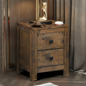 Wood 2 Storage Sliding Drawers End Nightstand