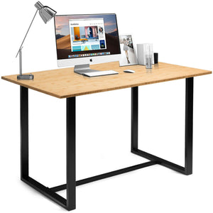 Computer Desk with Bamboo Top & Metal Frame