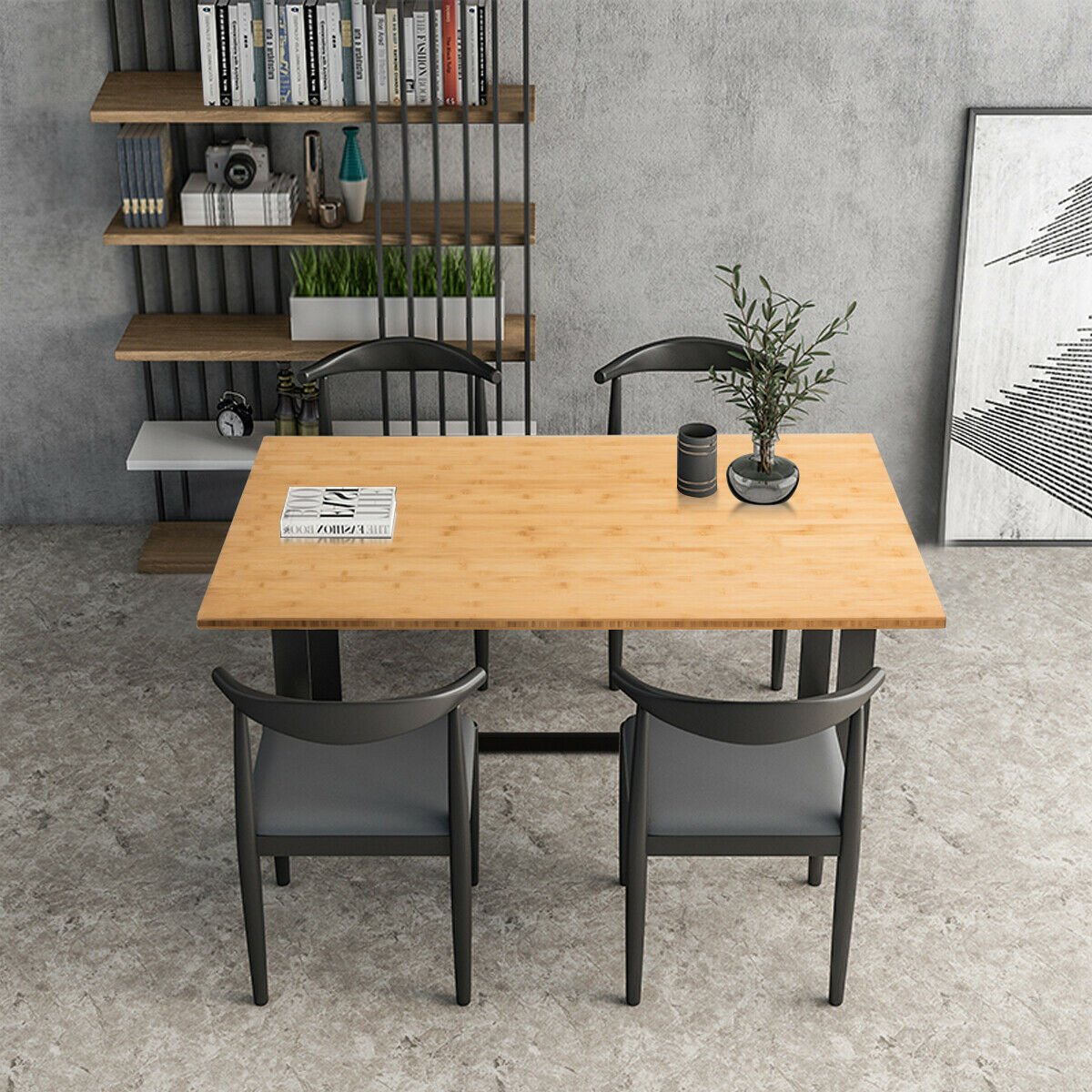 Computer Desk with Bamboo Top & Metal Frame