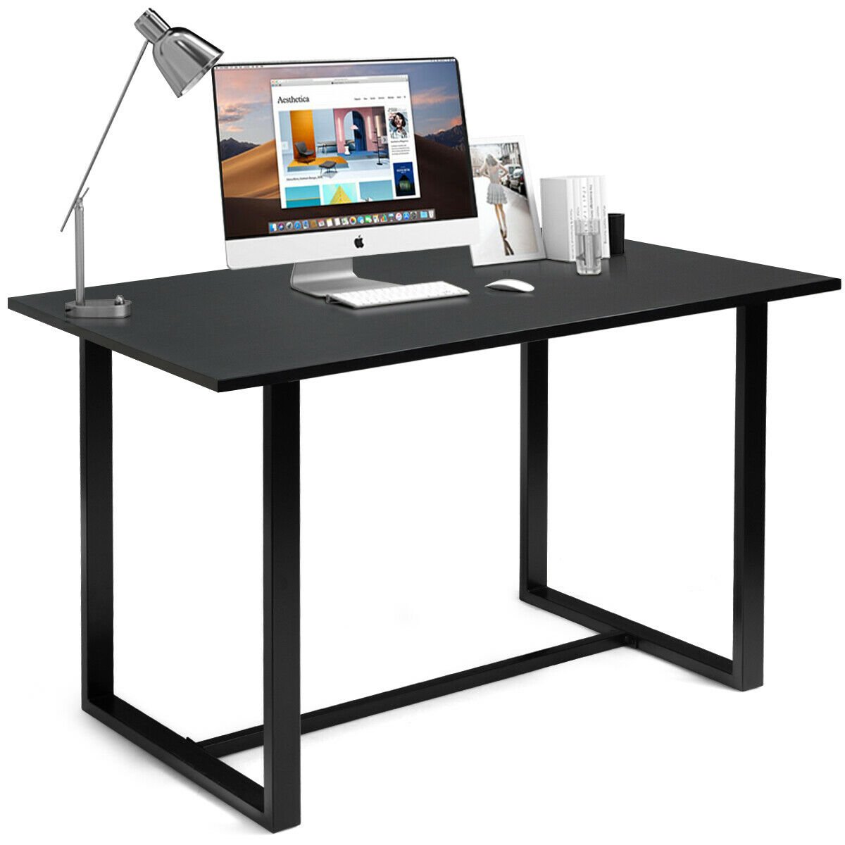 Computer Desk with Bamboo Top & Metal Frame