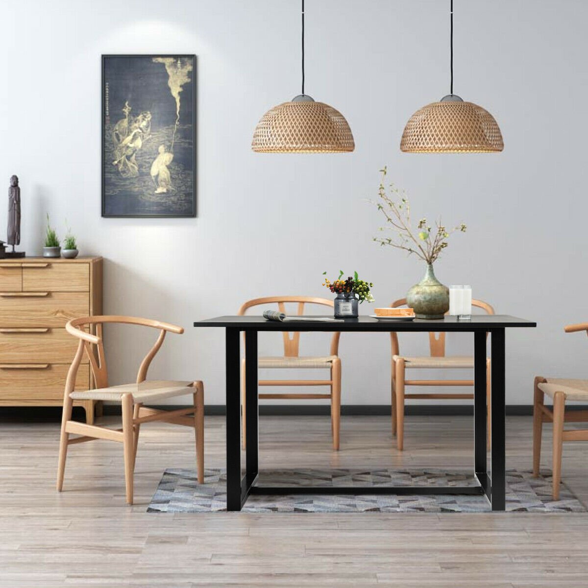 Computer Desk with Bamboo Top & Metal Frame