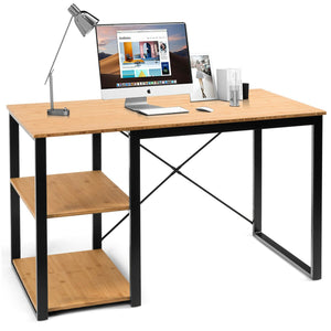 Computer Desk with Bamboo Top & 2 Storage Shelves