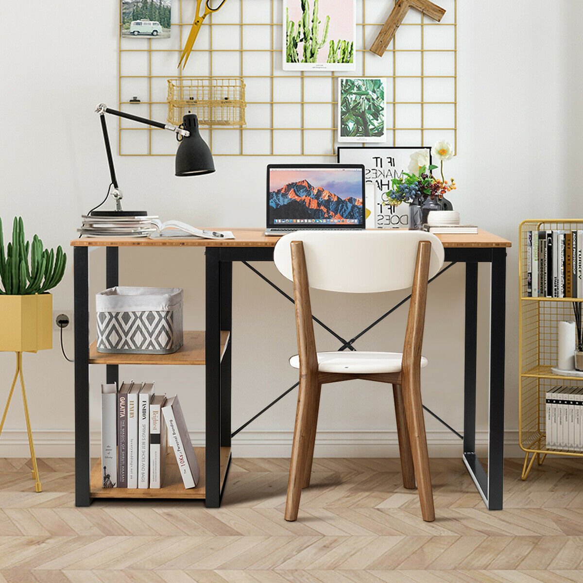 Computer Desk with Bamboo Top & 2 Storage Shelves