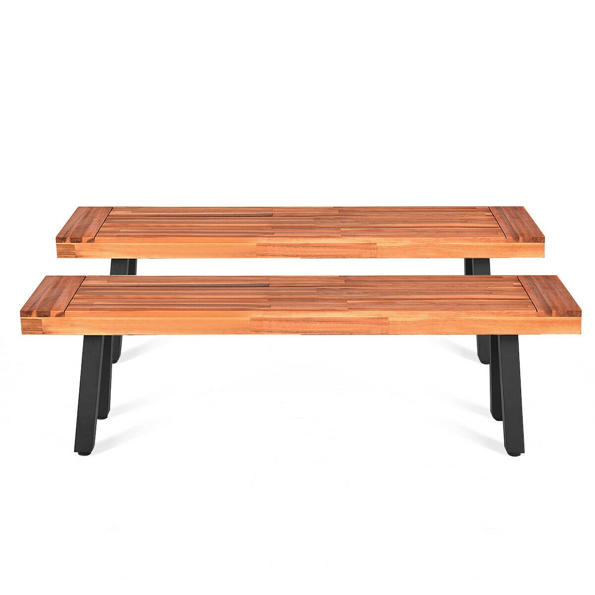 Acacia Wood Dining Bench Rustic Wood Outdoor Patio