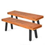 Acacia Wood Dining Bench Rustic Wood Outdoor Patio