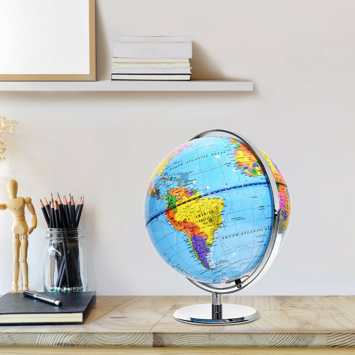 12" World Globe 720° Rotating Desktop Geographic for Kids