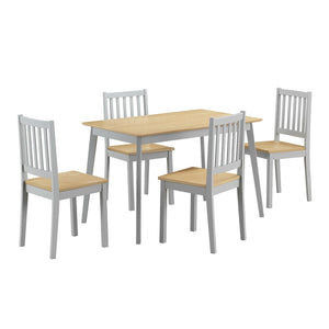 5 Pcs Mid Century Modern Dining Table Set 4 Chairs w-Wood Legs Kitchen Furniture