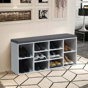 10-Cube Organizer  Entryway Padded Shoe Storage Bench