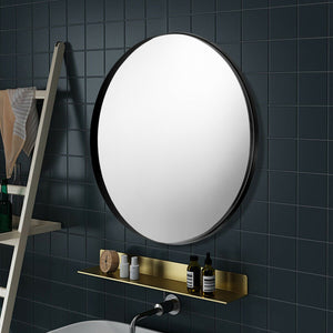 27.5" Modern Metal Wall-Mounted Round Mirror for Bathroom