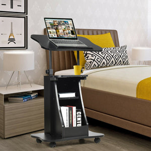 Sit-to-Stand Laptop Desk Cart Height Adjustable with Storage