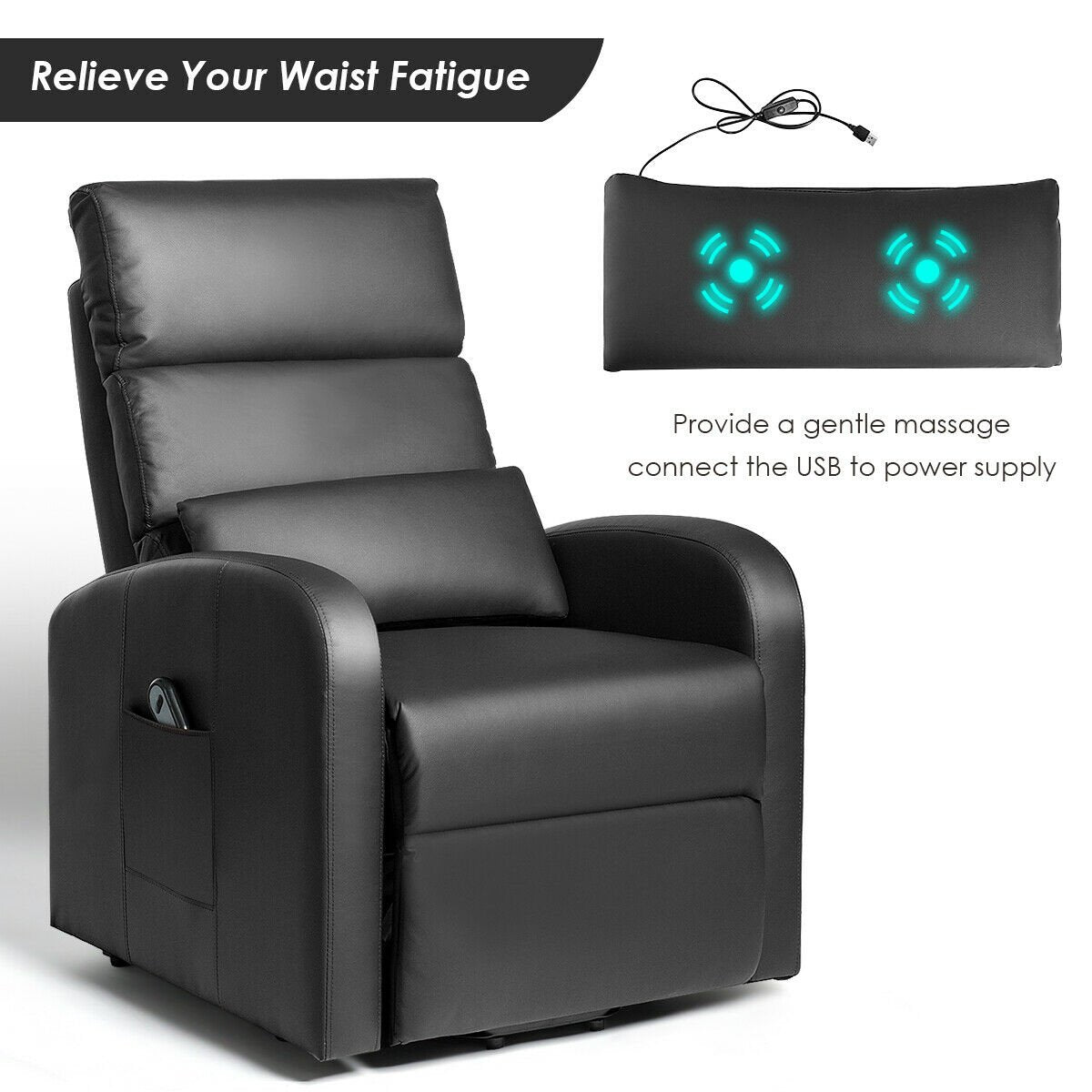 Electric Power Lift Massage Leather Recliner Chair