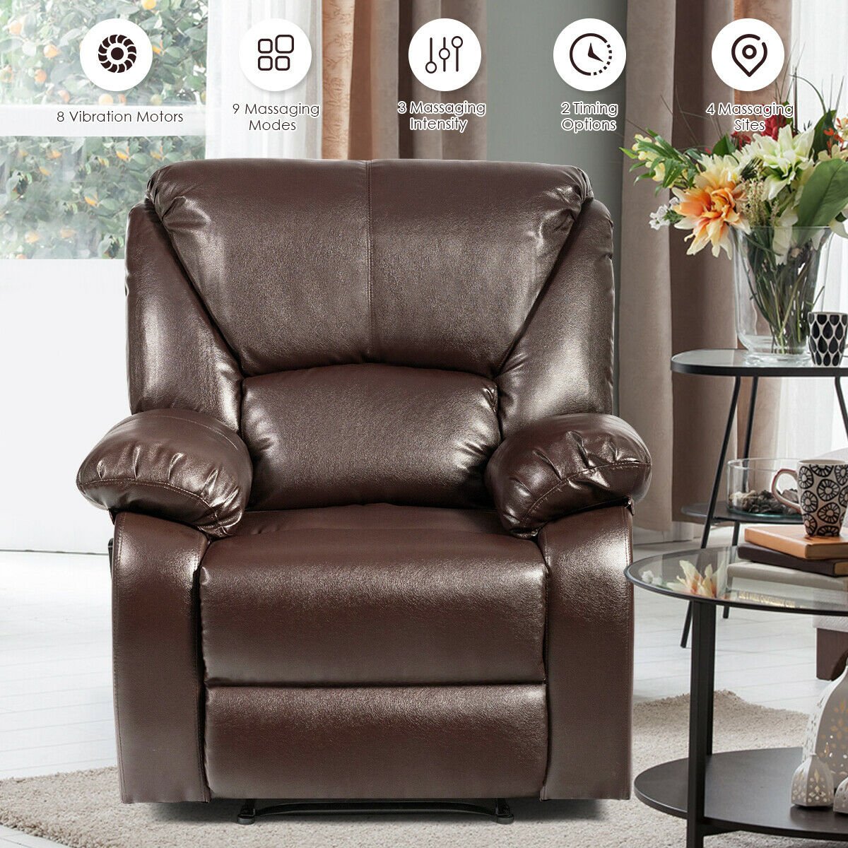 8 Point Massage Recliner Chair Sofa Lounge with Remote Control