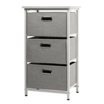 3-Drawer Fabric Dresser Storage Tower Vertical Foldable Pull Bins