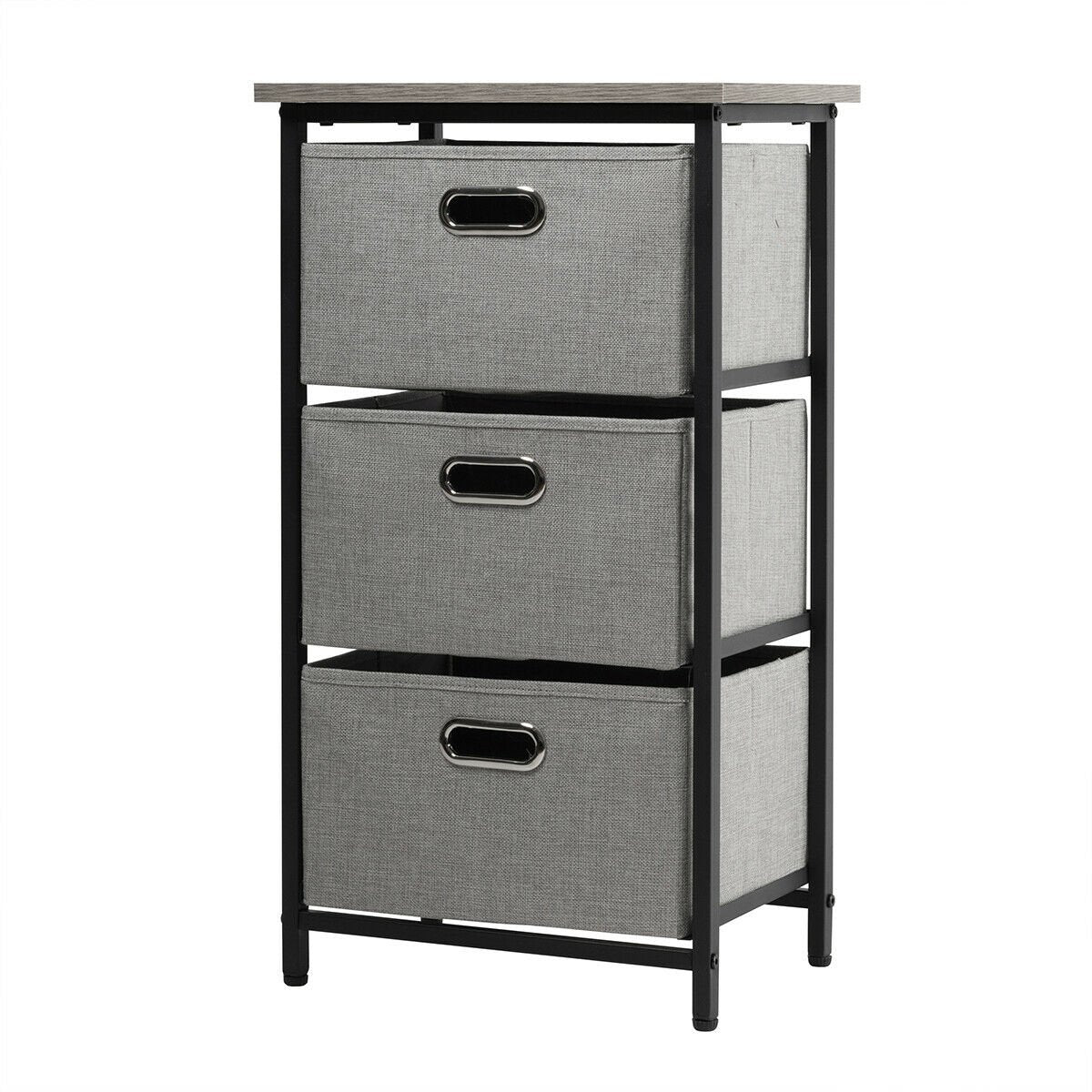 3-Drawer Fabric Dresser Storage Tower Vertical Foldable Pull Bins