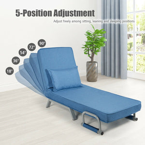 Folding 5 Position Convertible Sleeper Bed Armchair Lounge Couch with Pillow