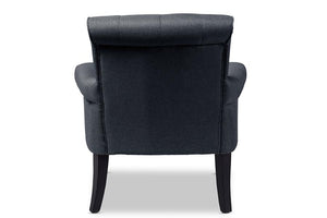 Baxton Studio Barret Modern and Contemporary Grey Linen Fabric Upholstered Rolled-Arm Button-tufting Accent Club Chair