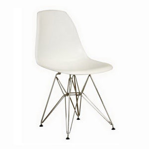 Baxton Studio Azzo White Plastic Mid-Century Modern Side Chair  (Set of 2)