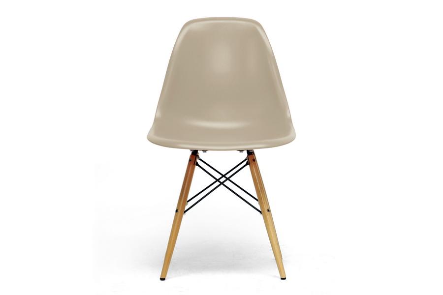 Baxton Studio Azzo Beige Plastic Mid-Century Modern Shell Chair (Set of 2)